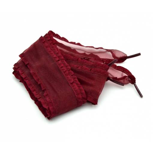 Foto - Saténové tkaničky s ozdobným okrajem 120 cm - Tmavě červené