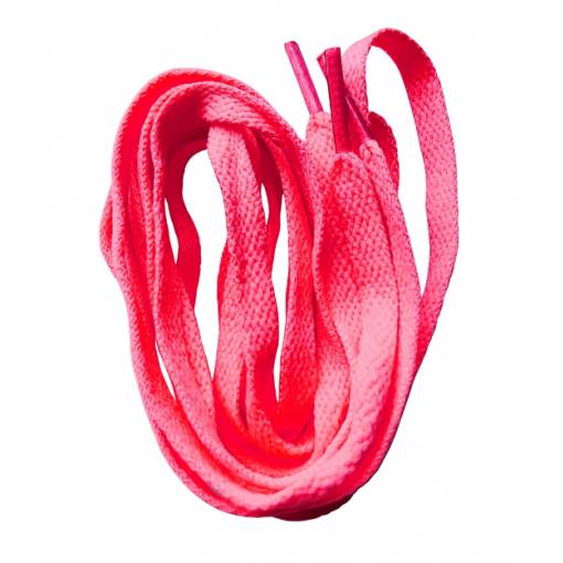 Foto - Široké tkaničky do bot, jeden pár - Fluorescentní růžové, 120 cm