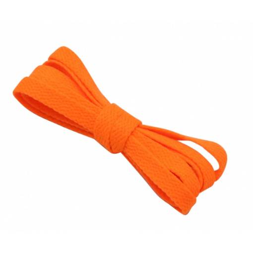 Foto - Široké tkaničky do bot, jeden pár - Neonové oranžové - 120 cm